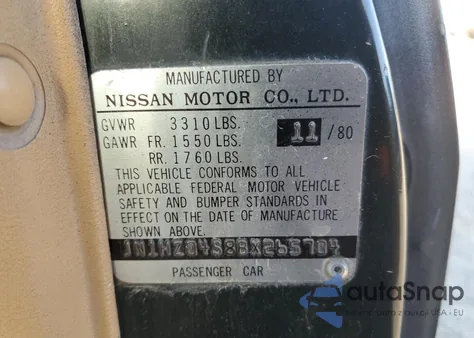 1981 Datsun 280Zx z USA, uszkodzony, nr VIN JN1HZ04S8BX265704